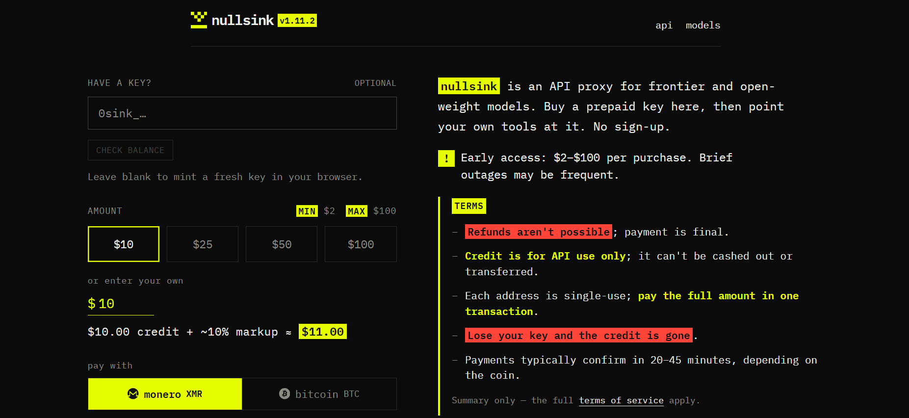 nullsink: anonymous LLM proxy