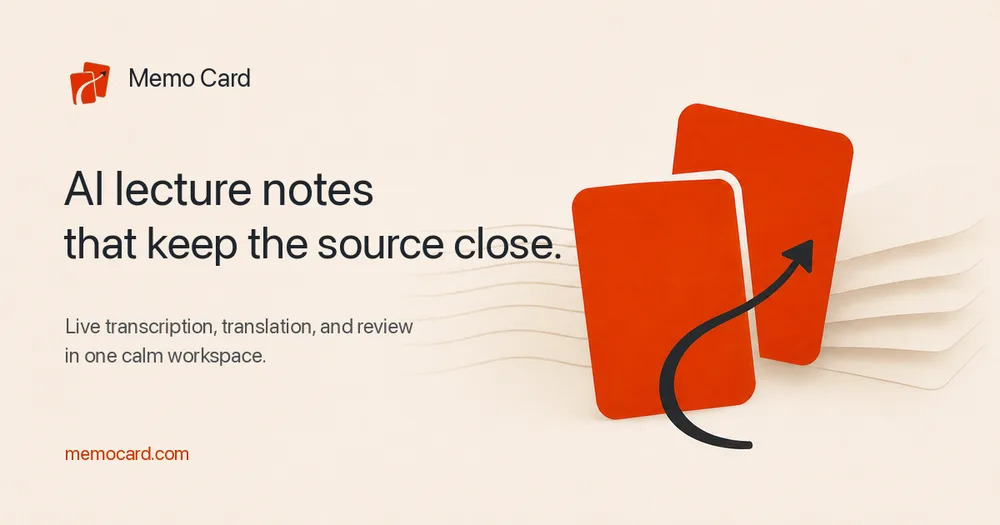 Memo Card | AI Lecture Notes & Live Translation