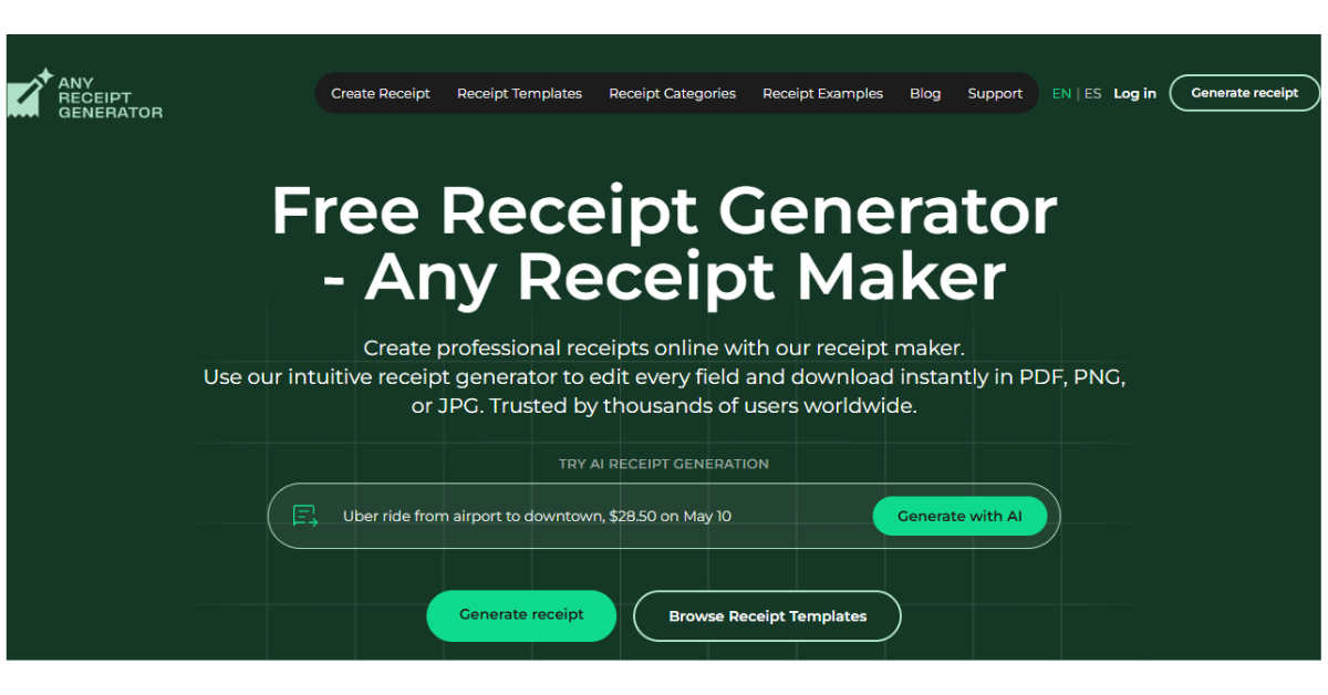 Free Receipt Generator & Maker – 500+ Templates | Any Receipt Generator